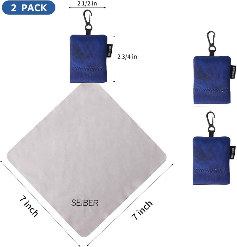 SEIBER Eyeglass Cleaning Microfiber Cloth,7 x 7 inch Glasses Cloth for Sunglasses,Laptops, Cameras,Screen- with Neoprene Pouch,Self-Closing Bottom(2PCS,Blue) - Image 3